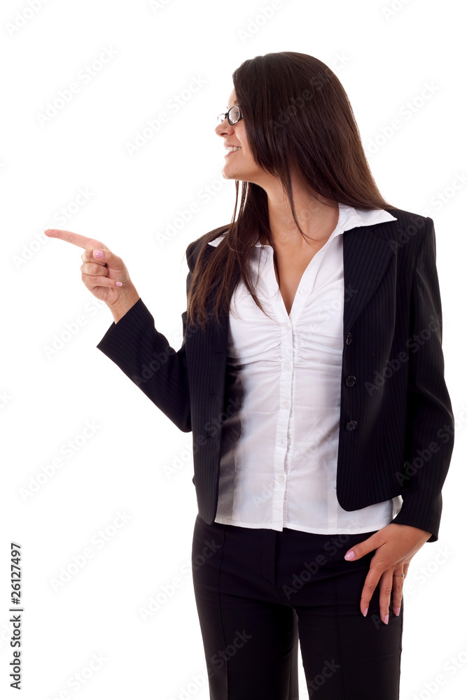 woman pointing to her side woman pointing to her side