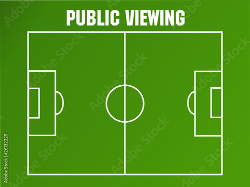 Fussballfeld mit Public Viewing Schriftzug