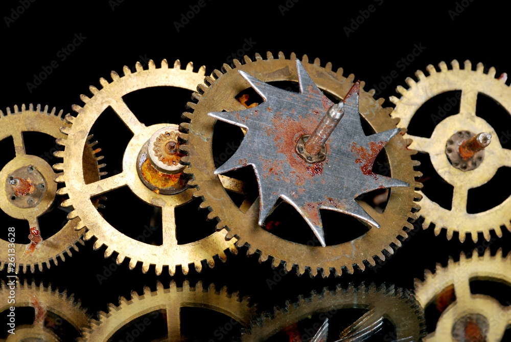Macro of rusty old clock gears Macro of rusty old clock gears