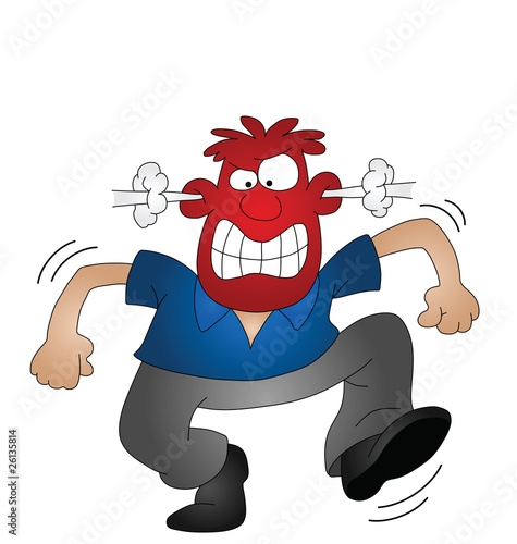 Cartoon angry man isolated on white background