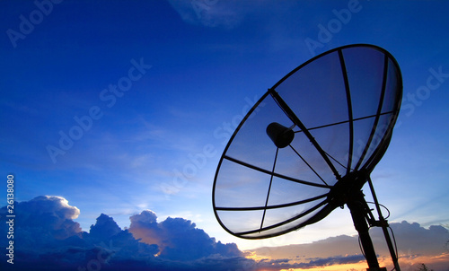 Satellite TV with sunset sky