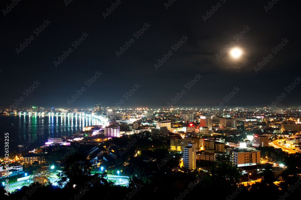Top view of Pattaya in the night
