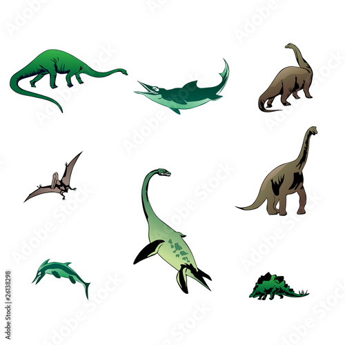 isolated dinosaurs vector illustration photo