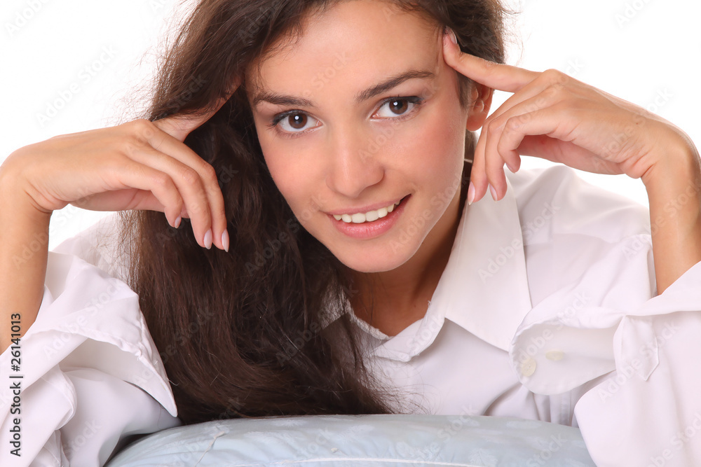 Fototapeta premium close-up portrait of young beautiful smiling woman