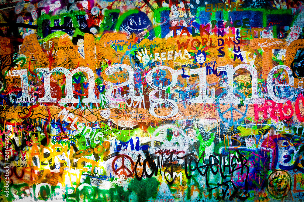 Naklejka premium Ściana Johna Lennona (Praga) - Imagine (tom 1)