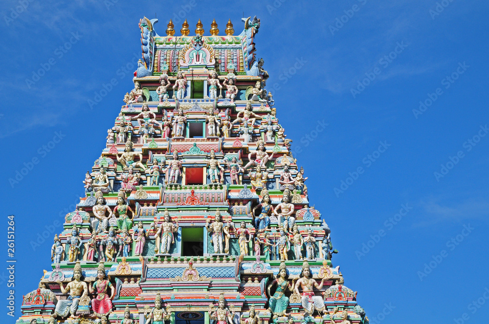 Colorful Details Of The Facade Of A Hindu Temple