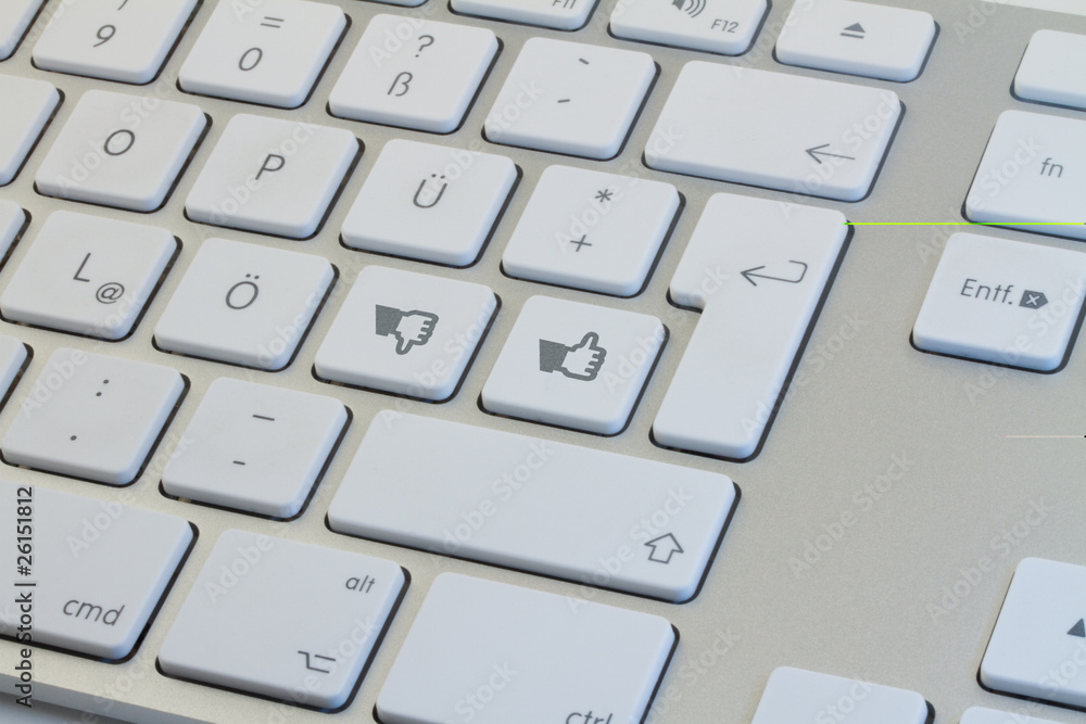 Tastatur mit Daumen rauf und runter Tastatur mit Daumen rauf und runter