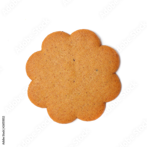 sweet brown cookie isolated on white background
