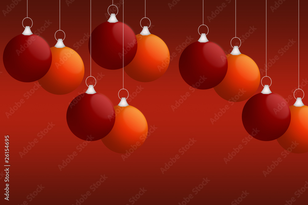 Weihnachtskugeln mit rotem Hintergrund Weihnachtskugeln mit rotem Hintergrund