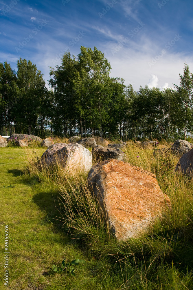 Large stones on meadow Large stones on meadow