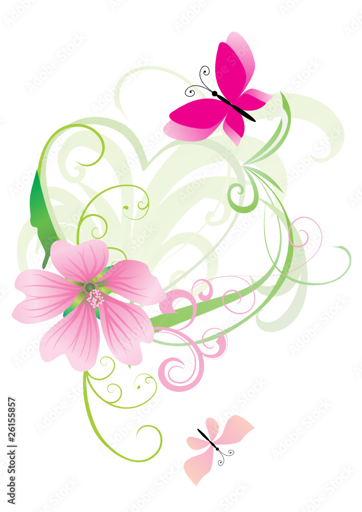 Abstract pink floral background in pink. vector