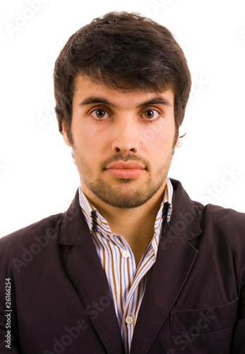 Portrait of a young casual man, isolated on white