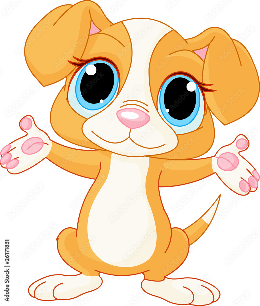 Fototapeta premium Puppy raising his hands