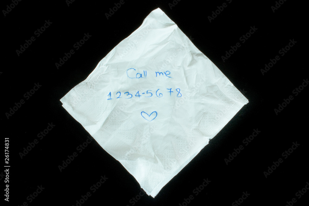 Napkin with numbers Napkin with numbers
