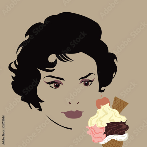 illustration femme avec glace