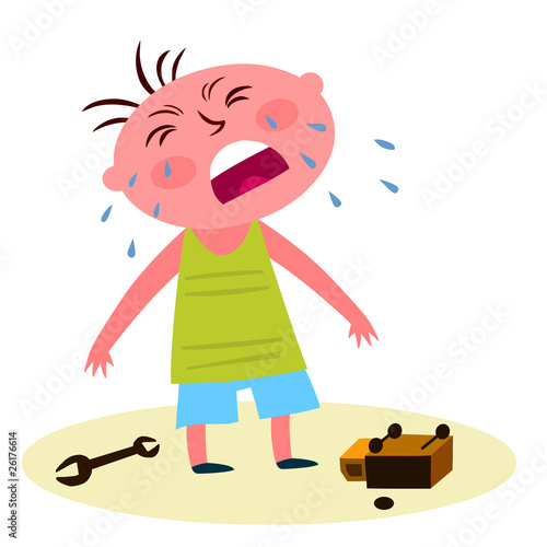 Child crying over a broken toy
