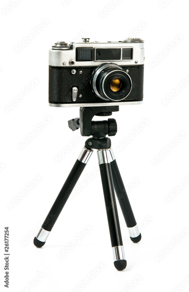 Camera fed 4 on tripod isolated on white Camera fed 4 on tripod isolated on white