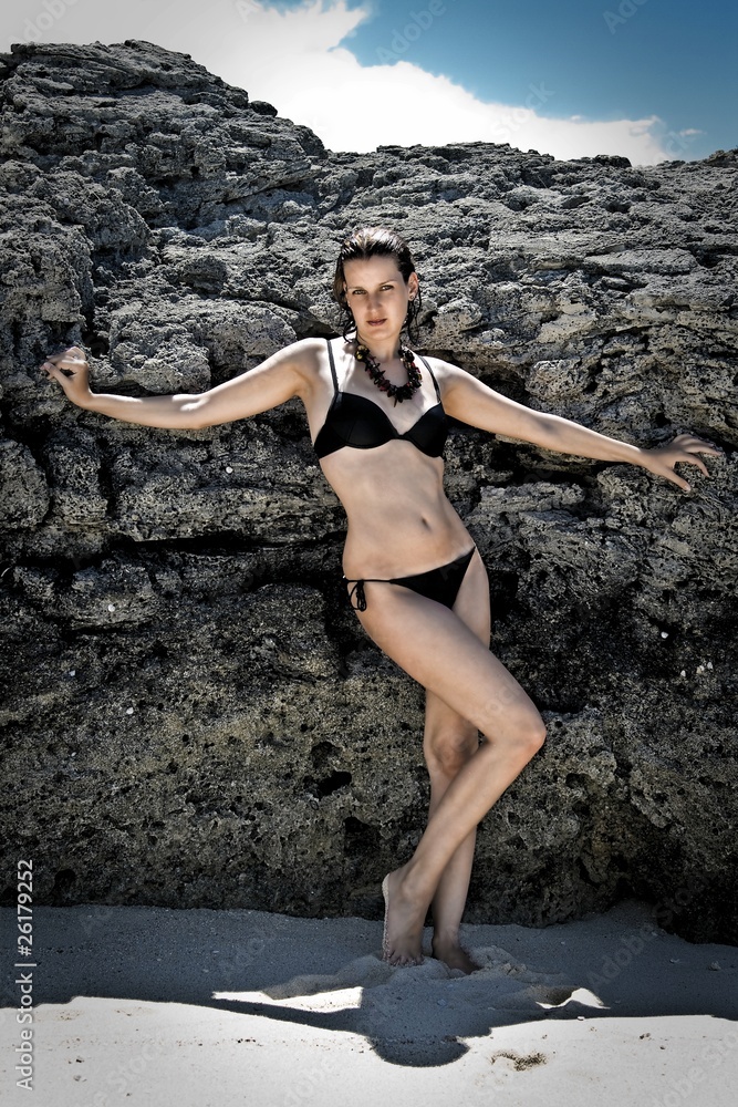 Fototapeta premium Posing am Fels