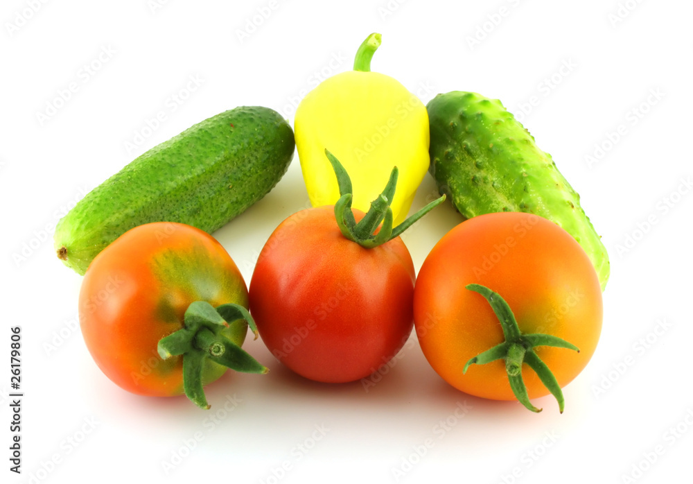 Cucumbers, tomatoes and pepper Cucumbers, tomatoes and pepper