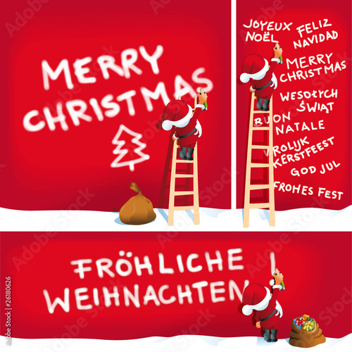 Santa sprüht Weihnachtsgrüße in mehreren Sprachen - Vektor AI 10
