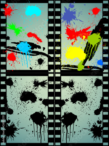 Farbklekse in vier Filmstreifen