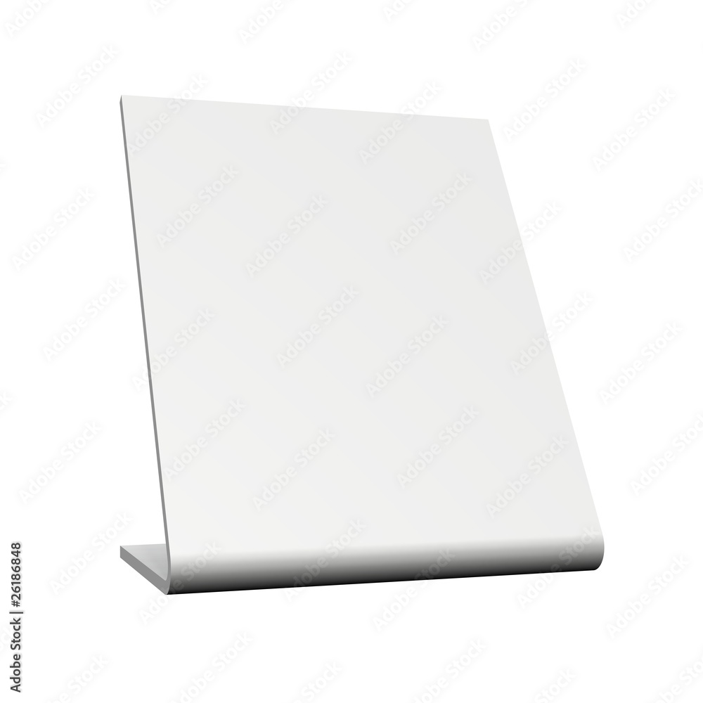 3D Blanko Tisch Schild - Weiss freigestellt 3D Blanko Tisch Schild - Weiss freigestellt