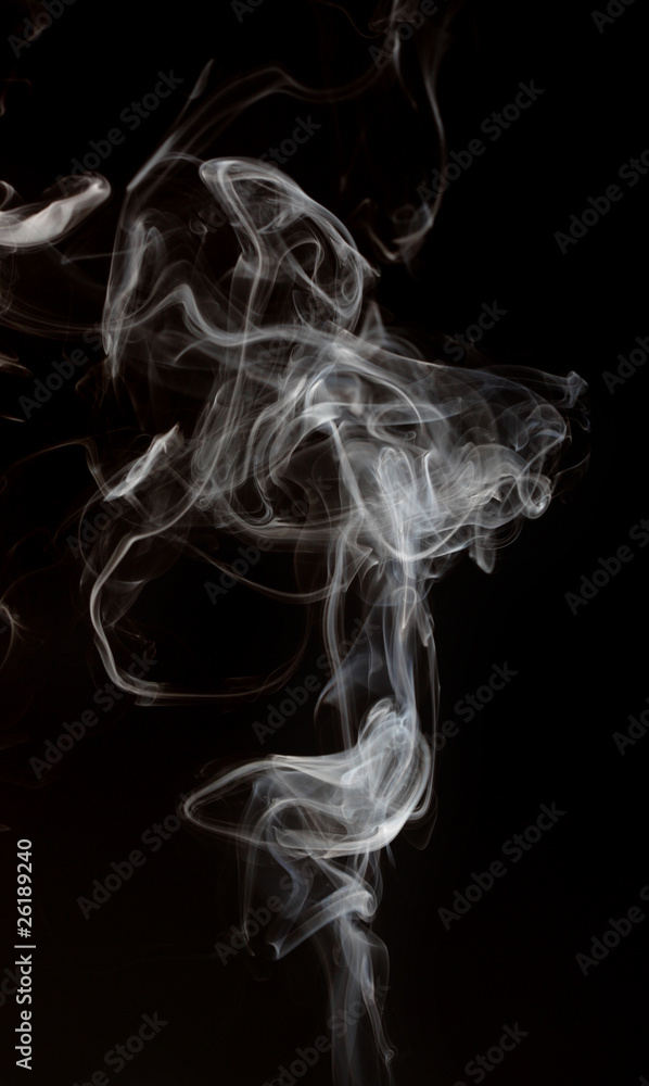 Smoke isolated over black background