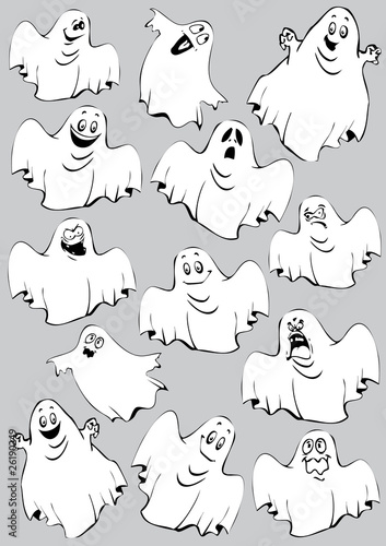 Ghosts. Halloween night. Vector art-illustration.