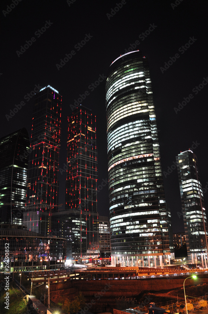 Fototapeta premium Skyscrapers at night.