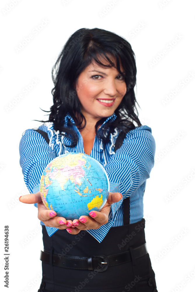 Woman hands protect the planet