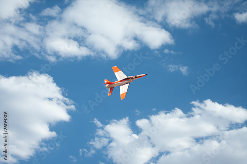 Real Jet plane, remote RC against blue sky