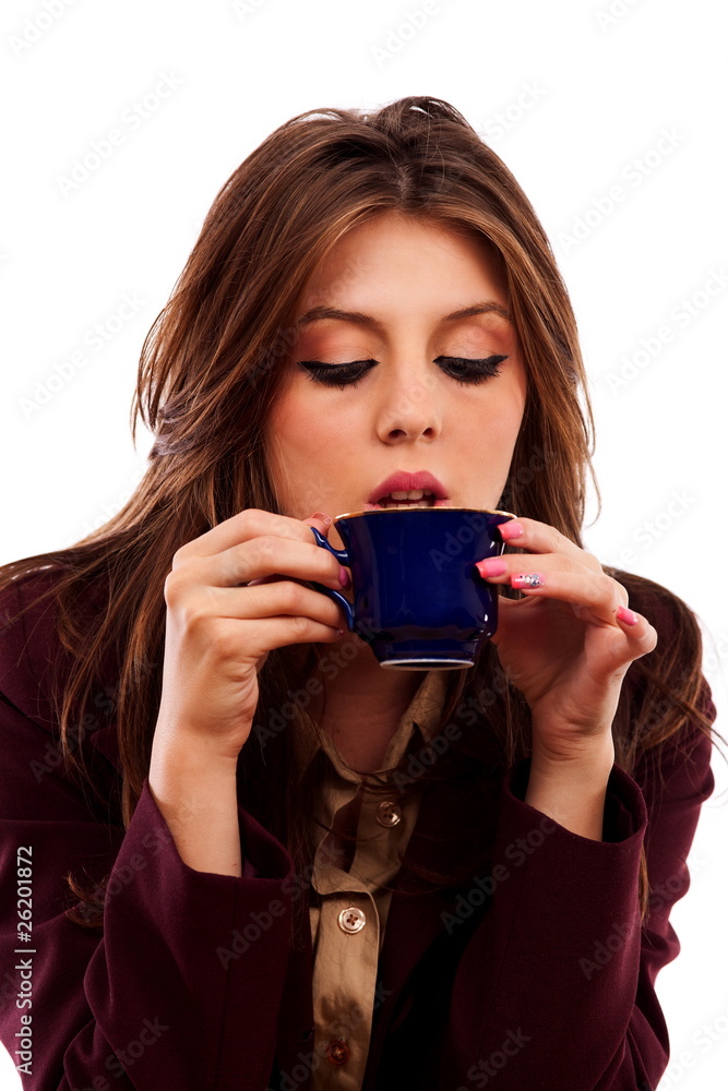 Glamour businesswoman with coffee cup Glamour businesswoman with coffee cup