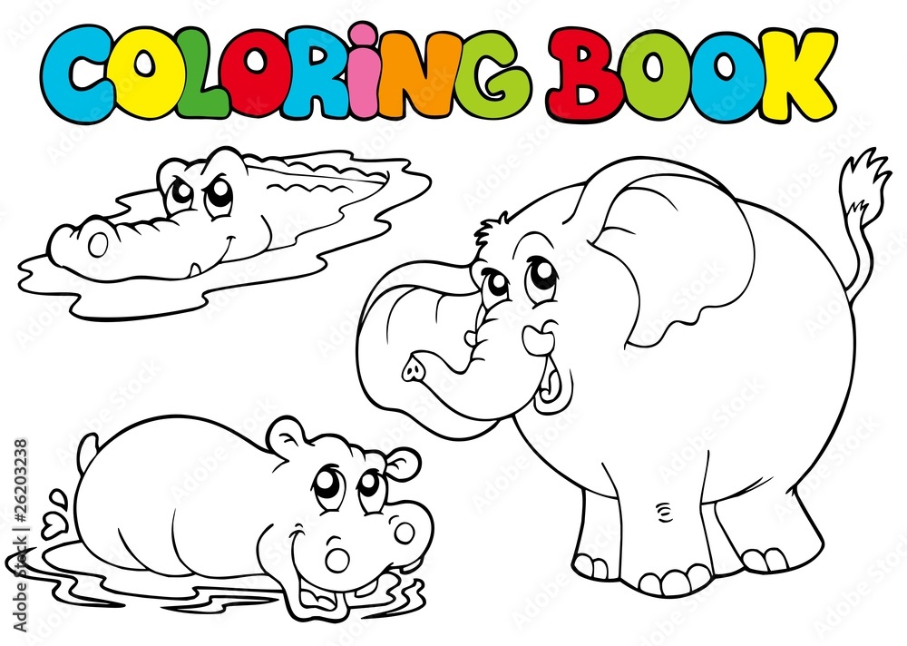 Fototapeta premium Coloring book with tropic animals 1