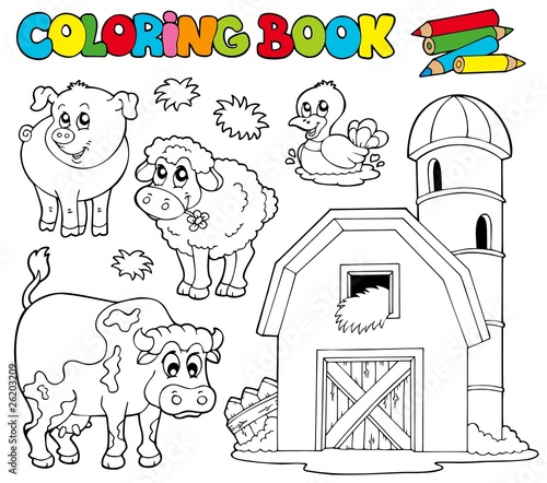 Coloring book with farm animals 1