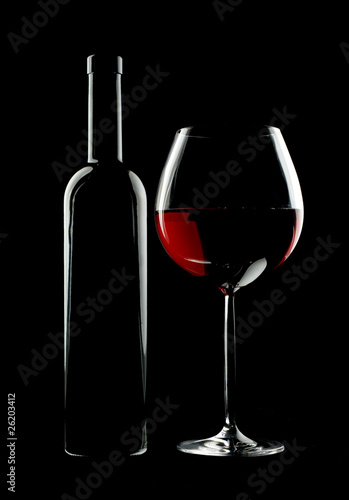 Bottle and glass of red wine