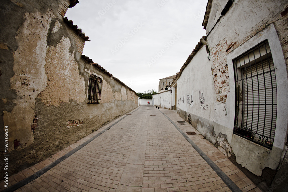 Street with houses made of mud, rural town