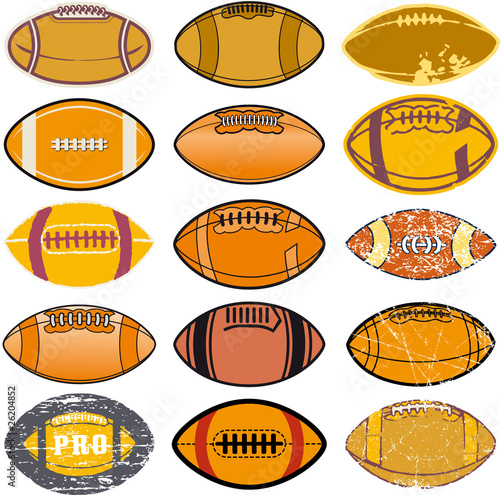 American football, set of oval balls