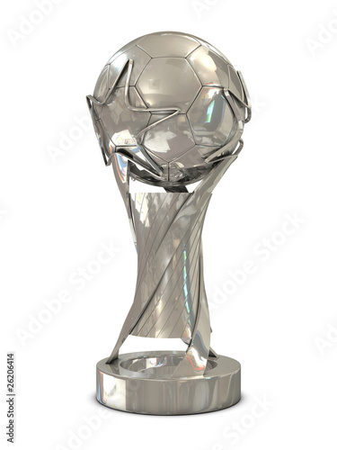 Silver soccer trophy with stars