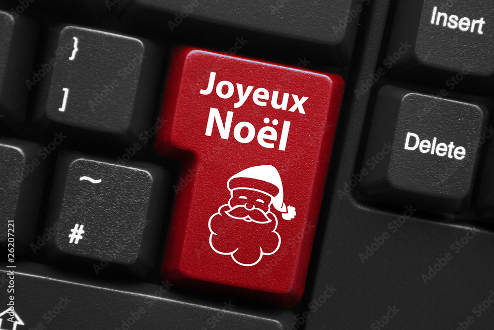 Touche "JOYEUX NOEL" sur Clavier (Bouton Noël Père Sapin Cadeau)  Illustration Stock | Adobe Stock