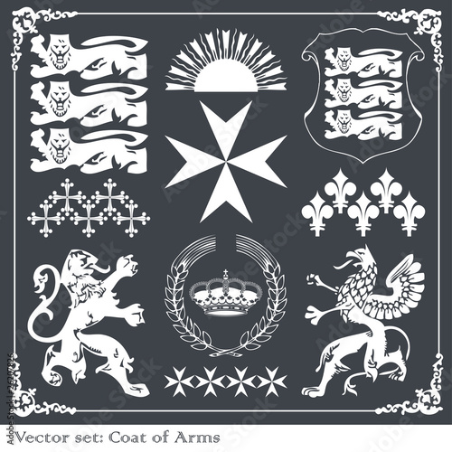 Silhouettes of heraldic lions vector background