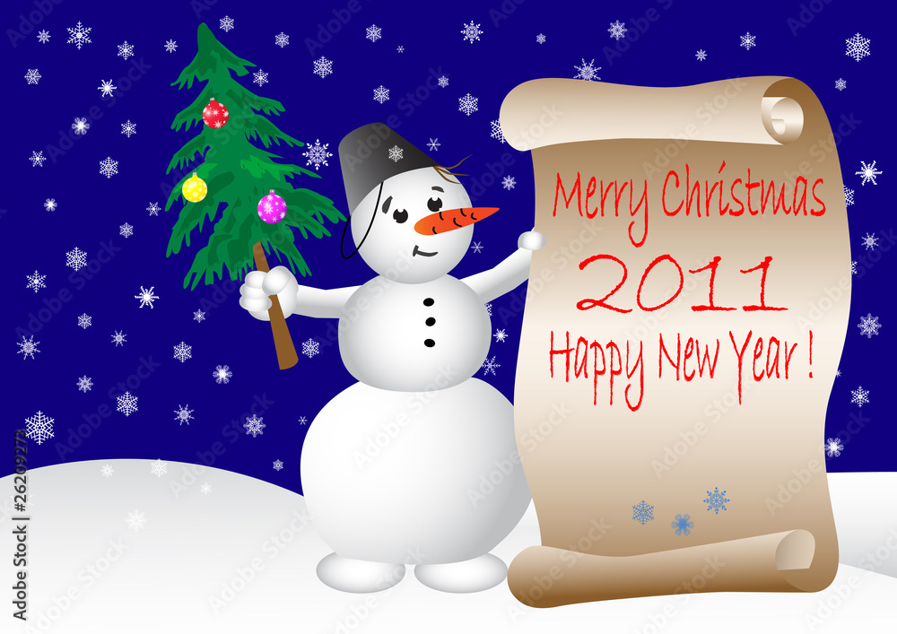 snowman and scroll. vector illustration. snowman and scroll. vector illustration.