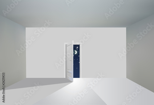 Empty room with opened door