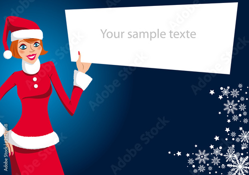 illustration belle femme, publicité noël