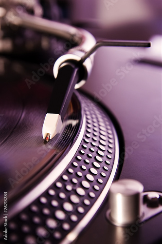 .Vinyl record player spinning the disc photo