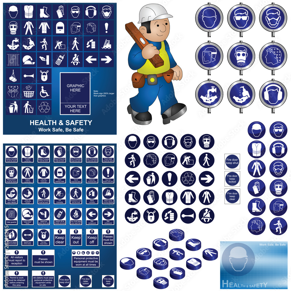 Construction and building health and safety collection Stock Vector ...