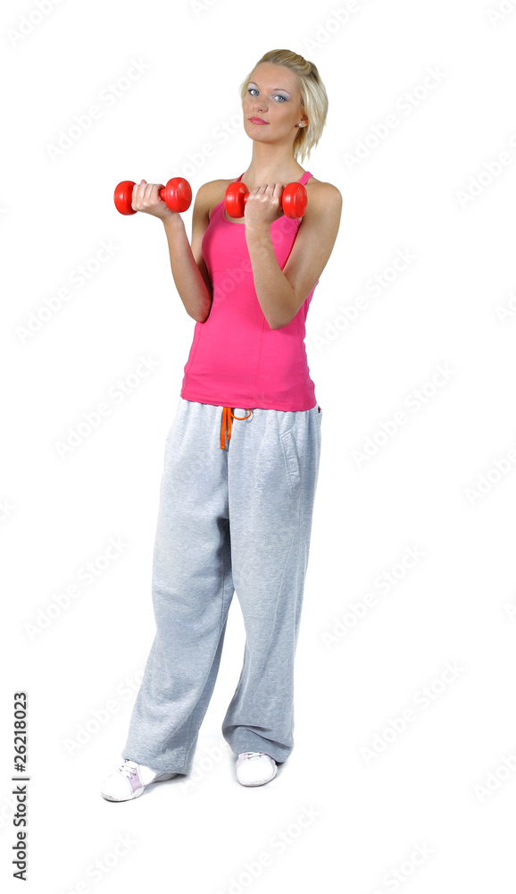 girl with dumbbell