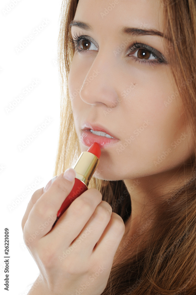 Portrait of a beautiful woman with lipstick Portrait of a beautiful woman with lipstick