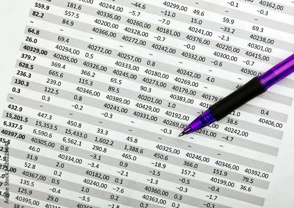 classic financial document with ballpoint pen. classic financial document with ballpoint pen.