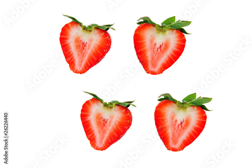red strawberry on white background