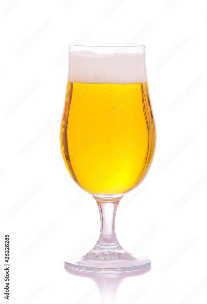 glass of beer on a white background glass of beer on a white background